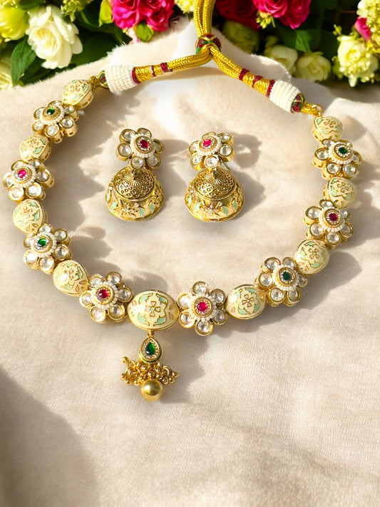 Sarla Meenakari Short Necklace Set