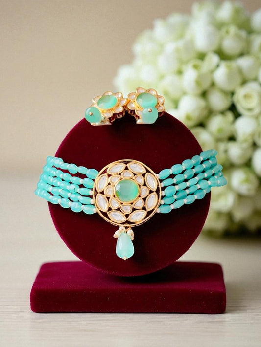 Sea Glass Symphony Pachi Kundan Choker Set