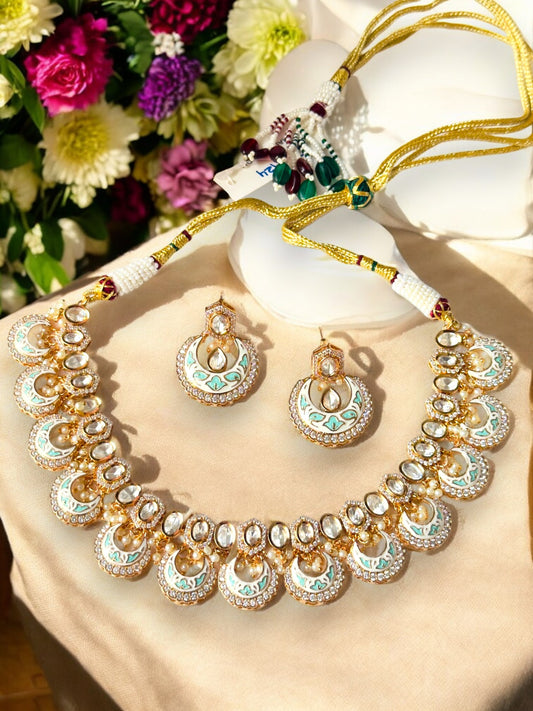 Shubha Polki CZ Rajawadi Necklace Set