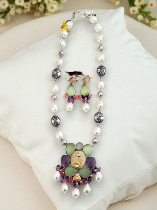 Prisha Pearl Long Necklace Set