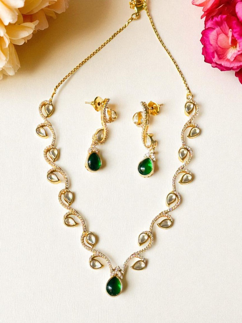Alia Polki American Diamond Necklace Set