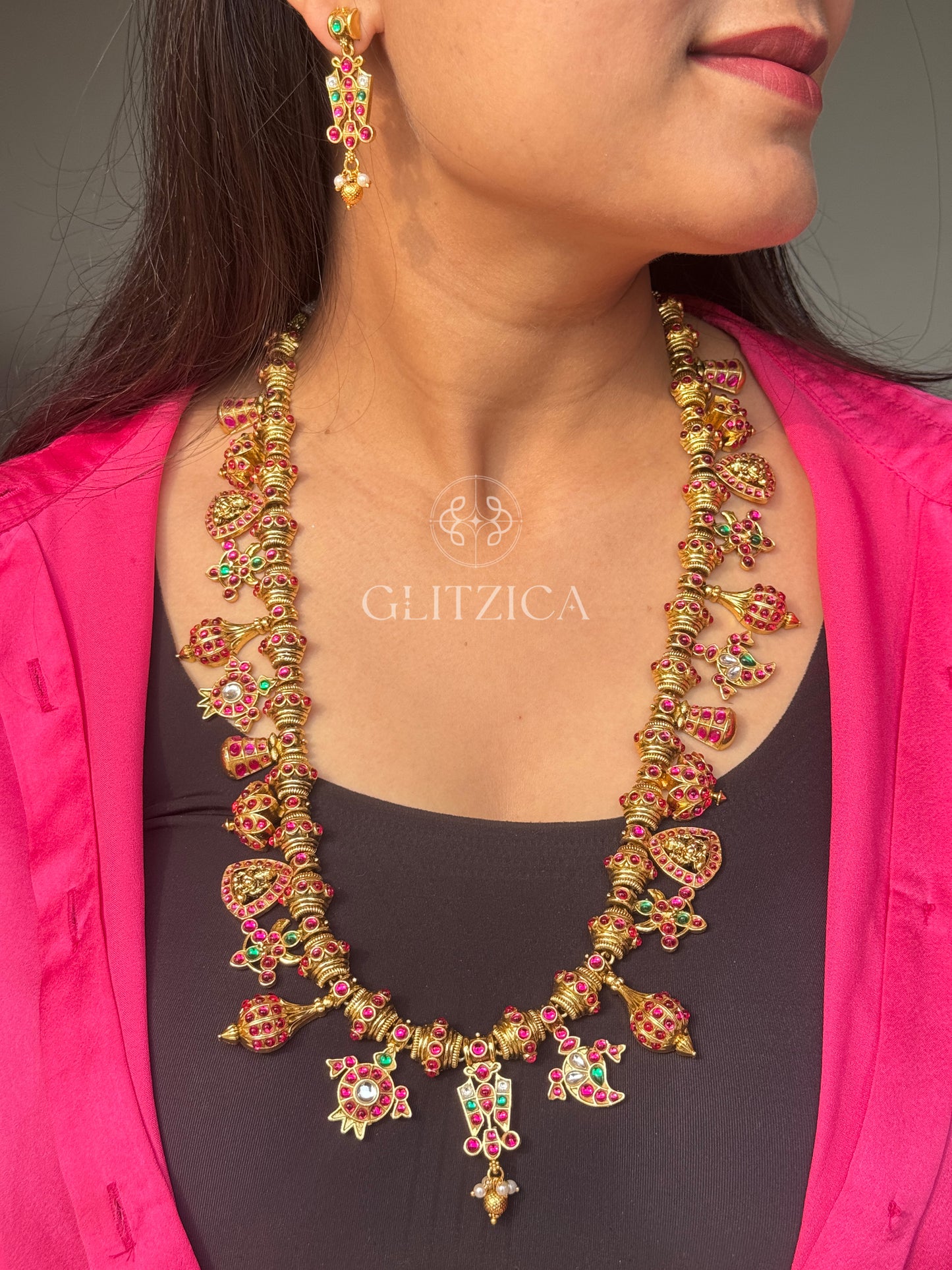 Double Layer Devasree Jadau Antique Necklace Set