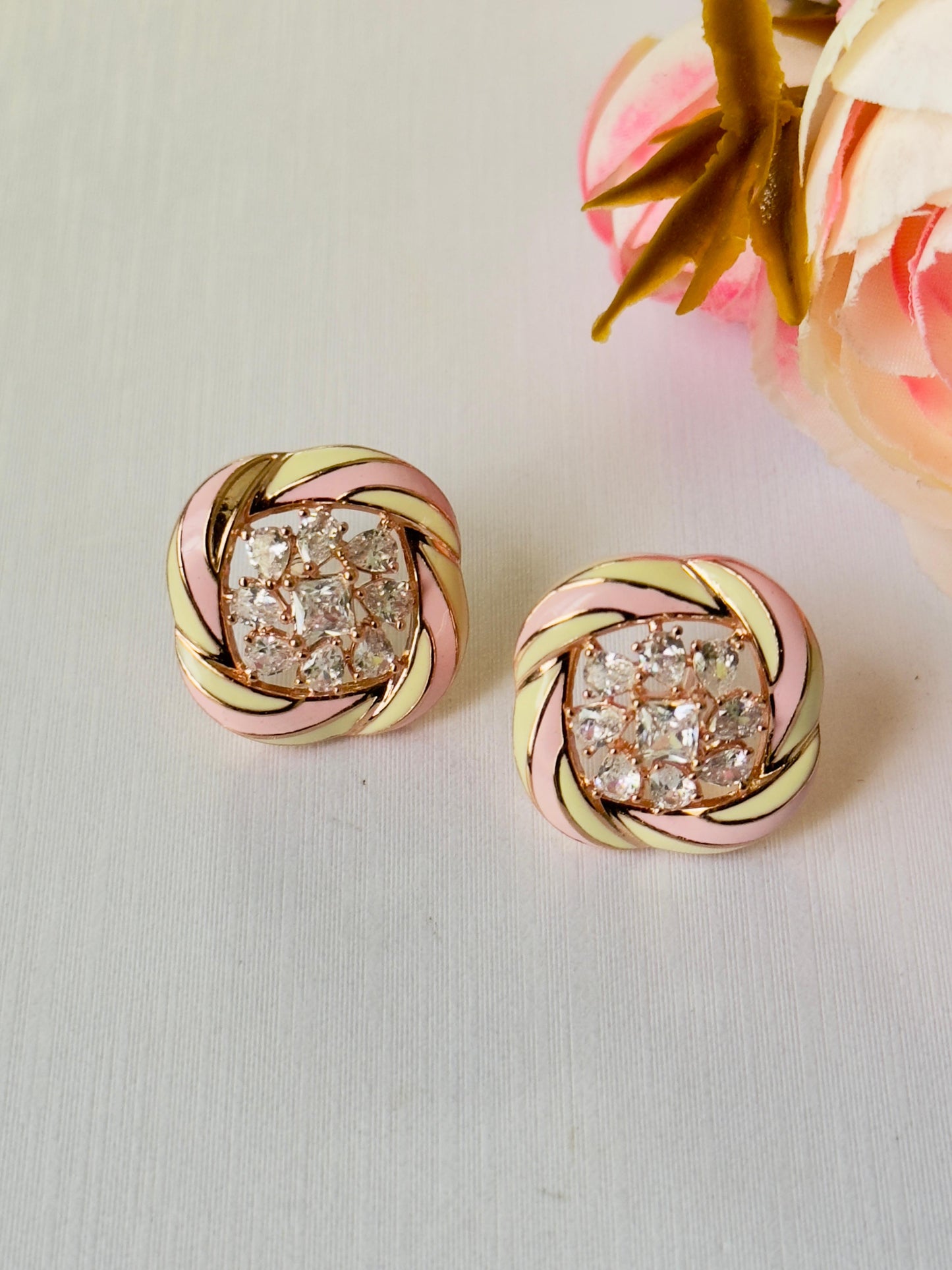 Meenakari CZ Stone Stud Earrings