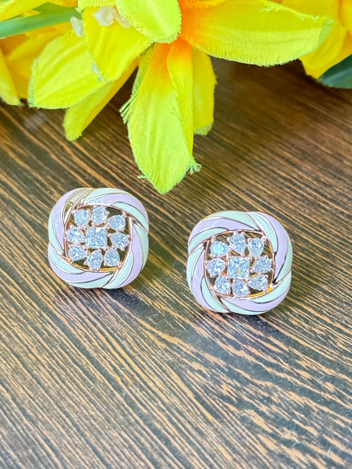 Meenakari CZ Stone Stud Earrings