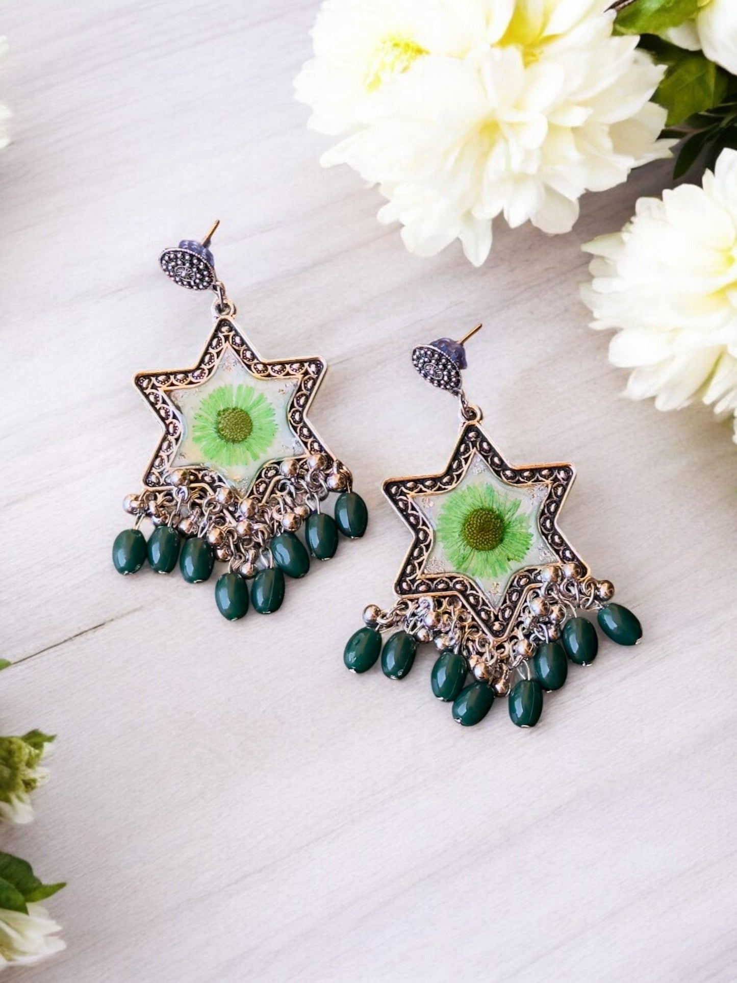 Star Shaped Resin Jhumkas