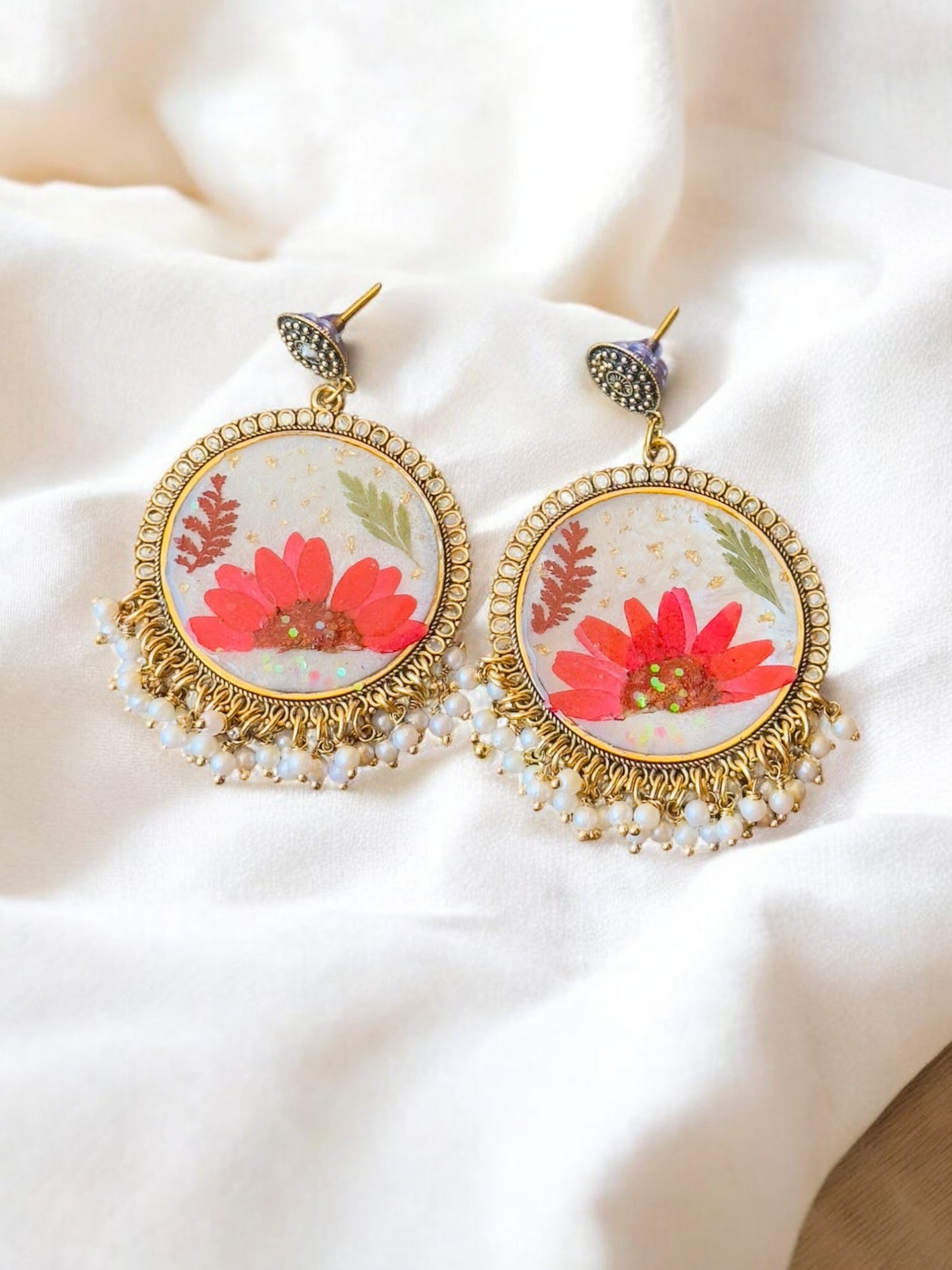 Red Resin Jhumkas