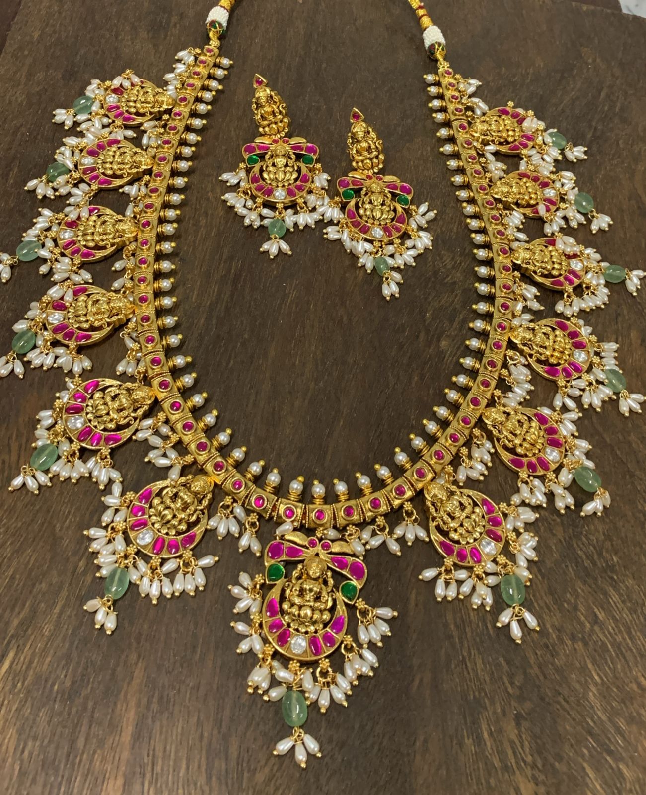 Long Jadau Fusion Antique Necklace Set