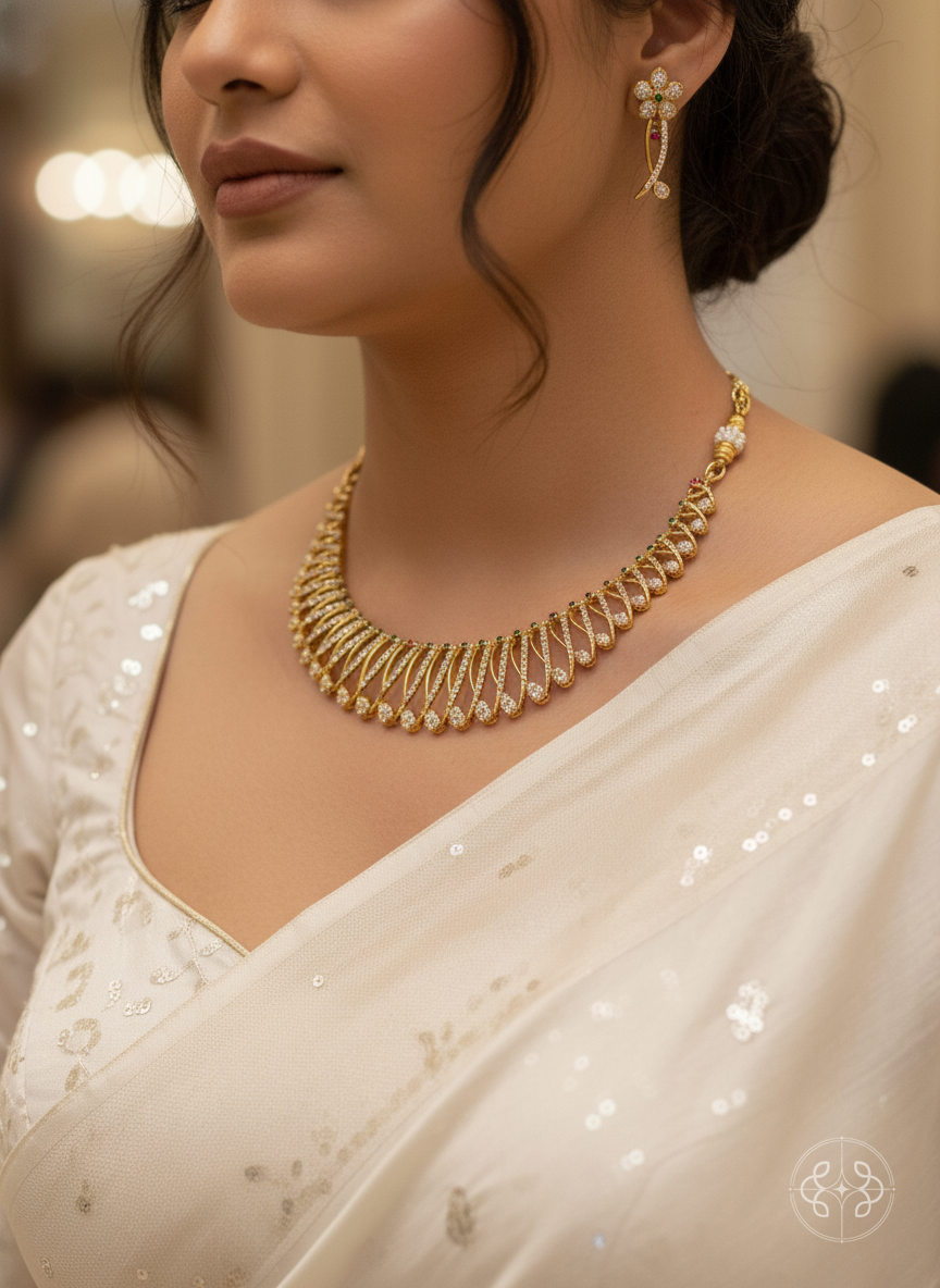 Luxury Fan-Style 18K Gold-plated Necklace Set