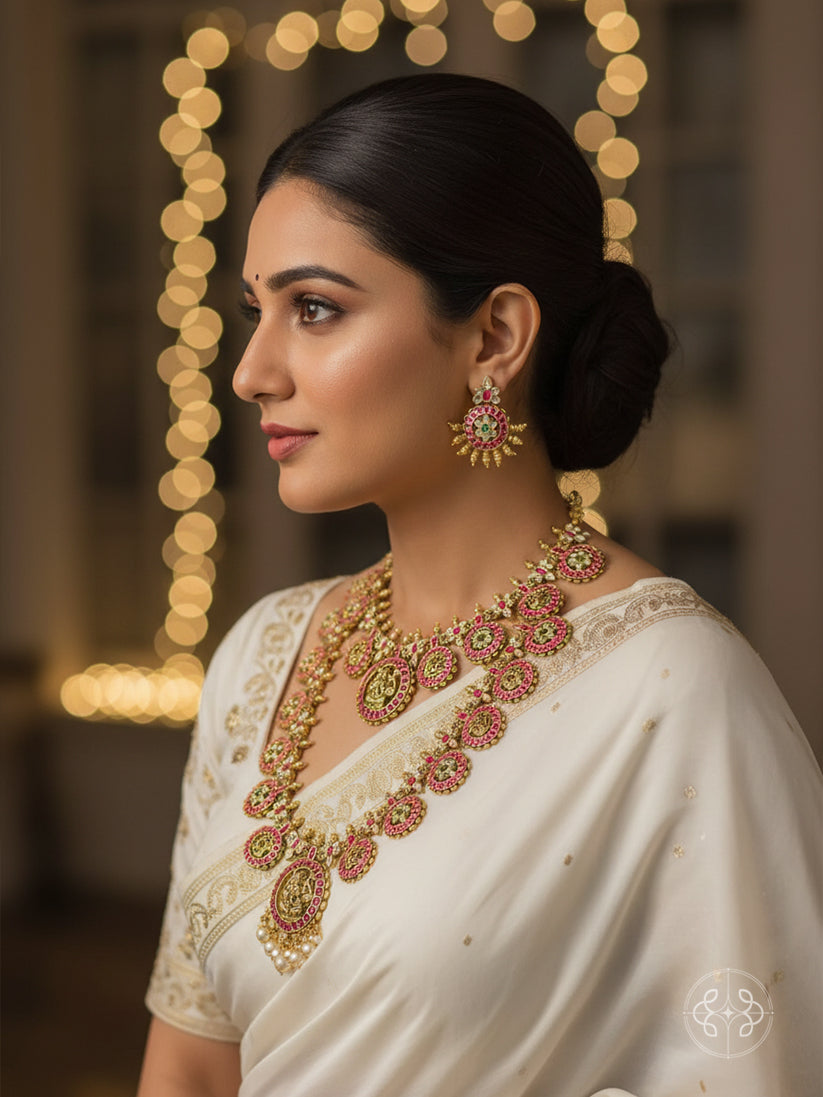 Double Layer Kalyani Jadau Antique Necklace Set