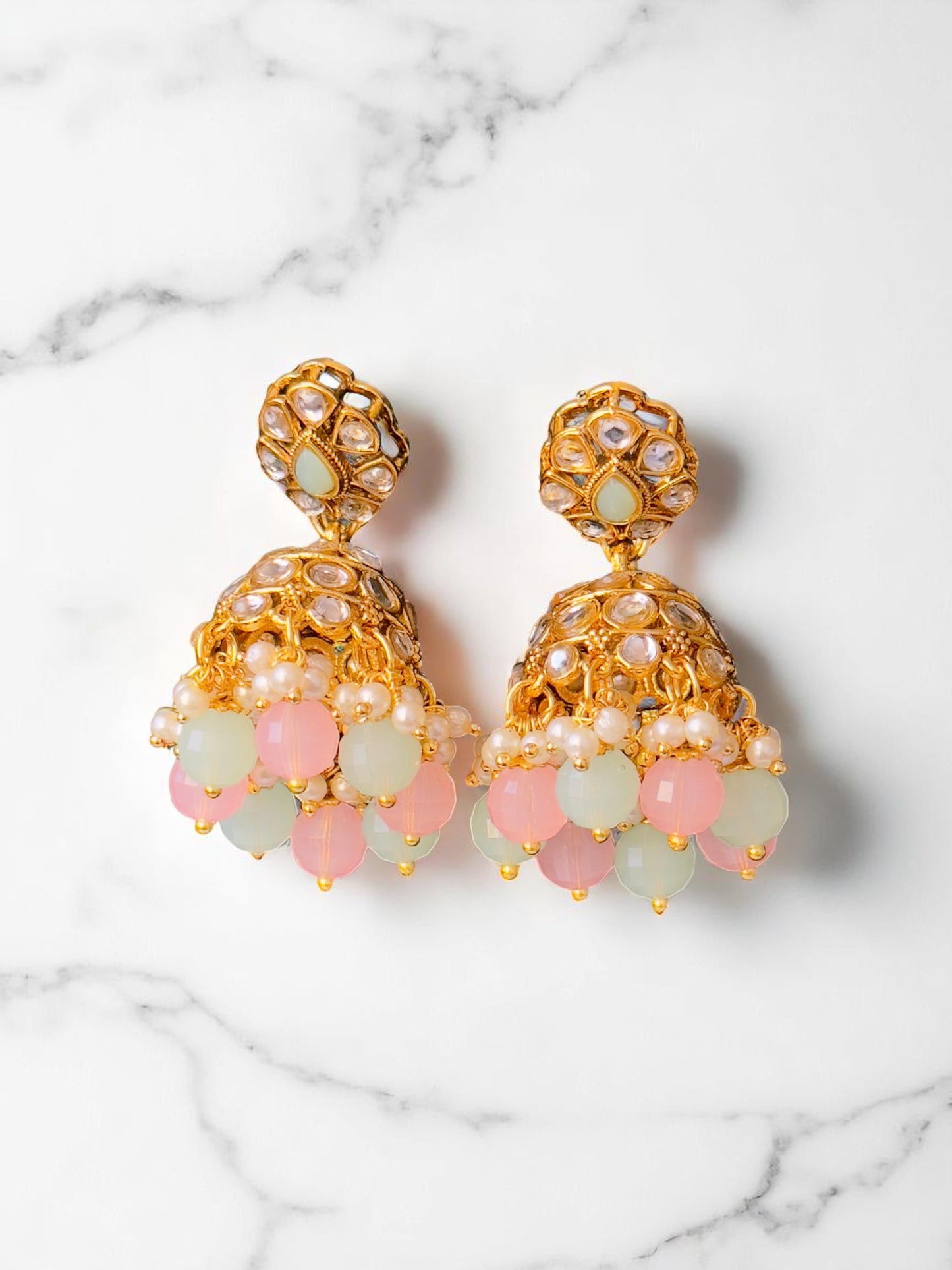 Pastel Kundan Necklace Set with Maangtika