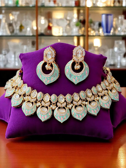 Rishvi Kundan Polki Rajwadi Necklace Set