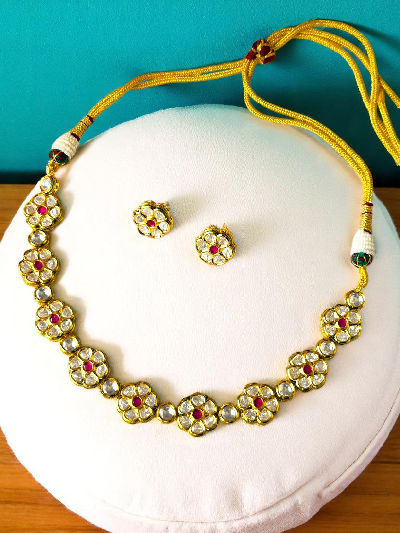 Sheena Pachi Kundan Flower Necklace Set