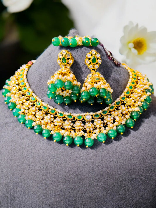 Nita Emerald  Kundan Necklace Set