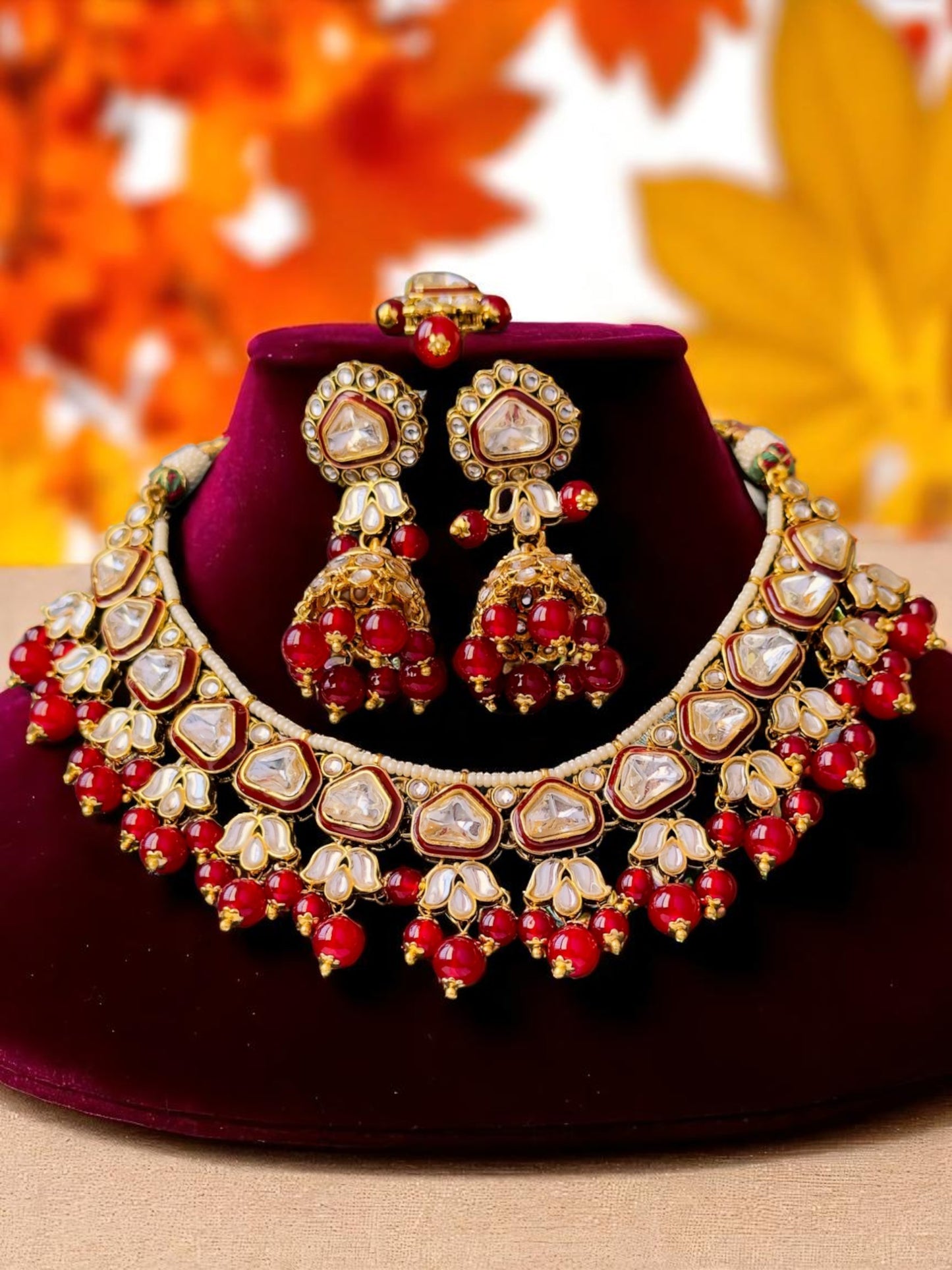 Red Kundan Necklace Set