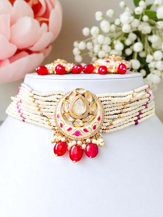 Preeta Polki Meenakari Choker Set