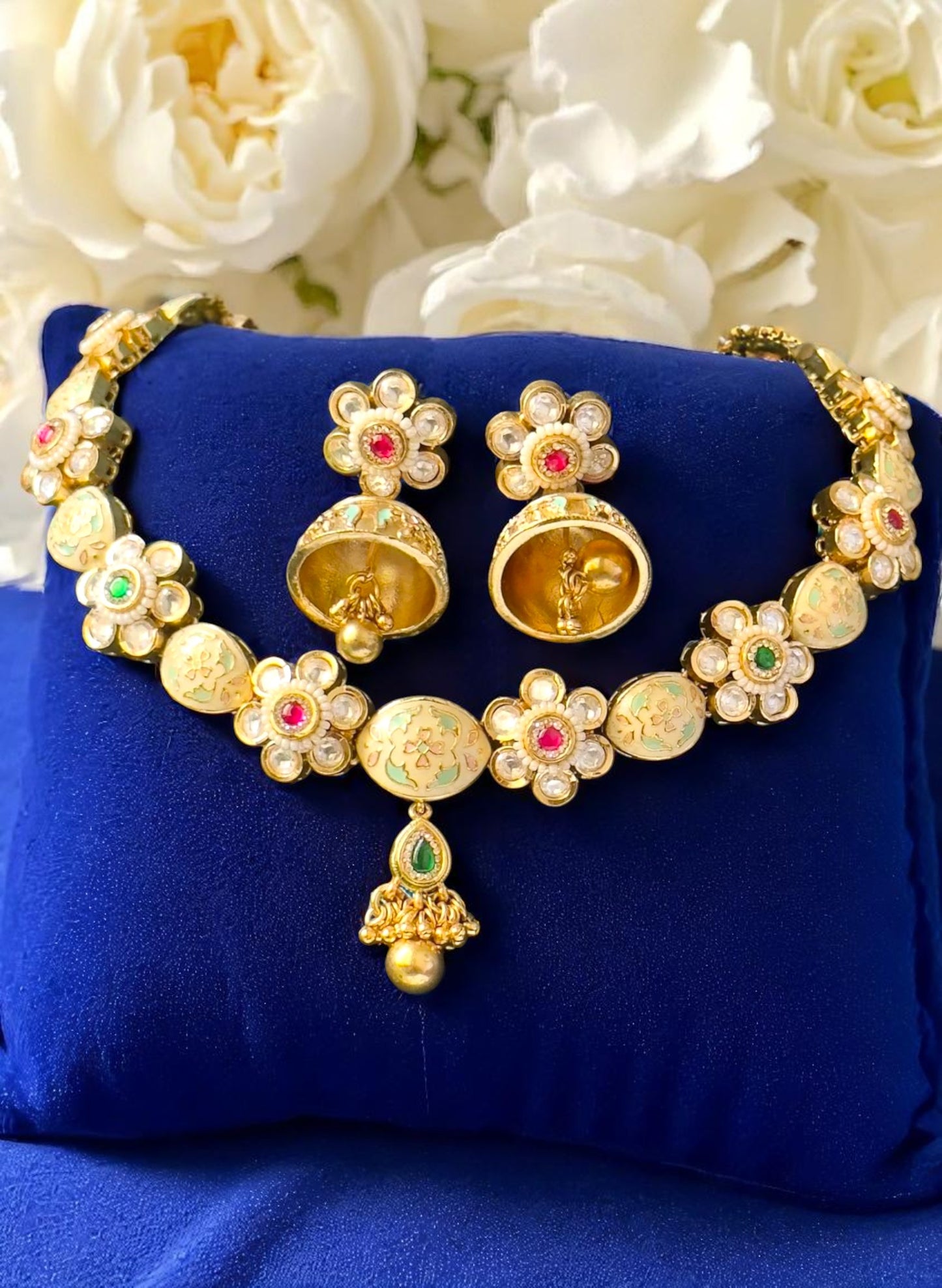 Sarla Meenakari Short Necklace Set