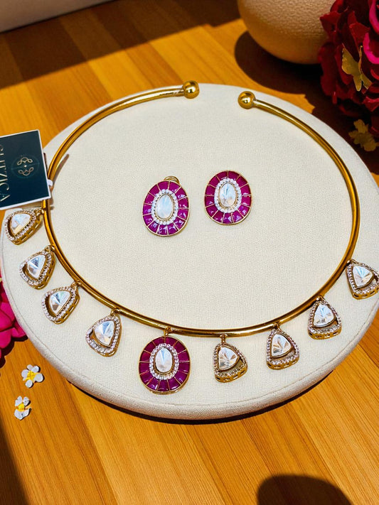 Ira Ruby Moissanite Hasli Necklace Set