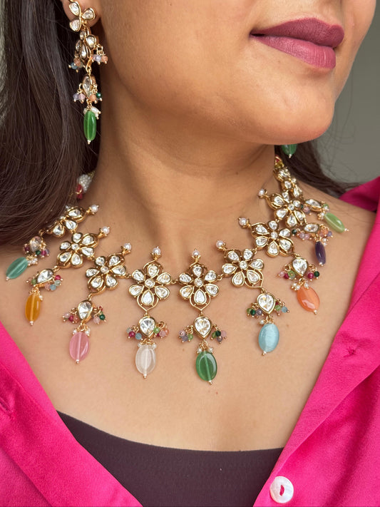 Rangini Floral Polki Necklace Set