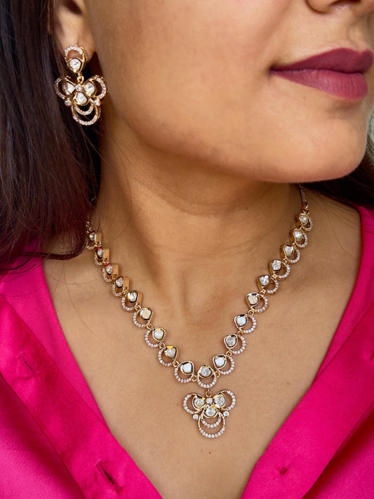 Heritage Blossom Polki CZ Necklace Set