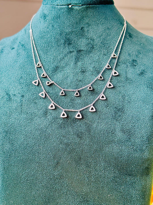 Triangular Cascade Layered CZ Necklace