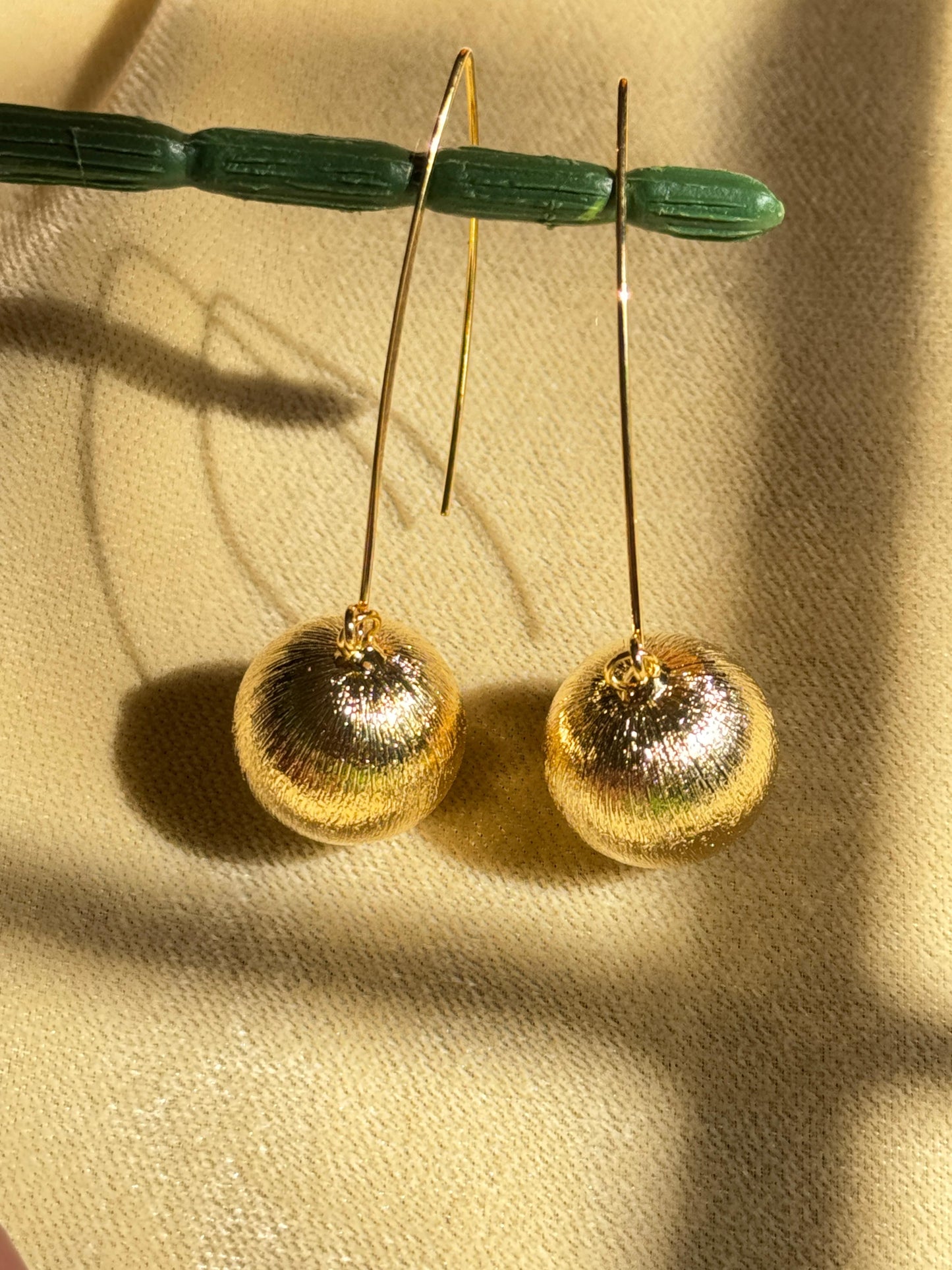 Gold-Plated Ball Drop Earrings