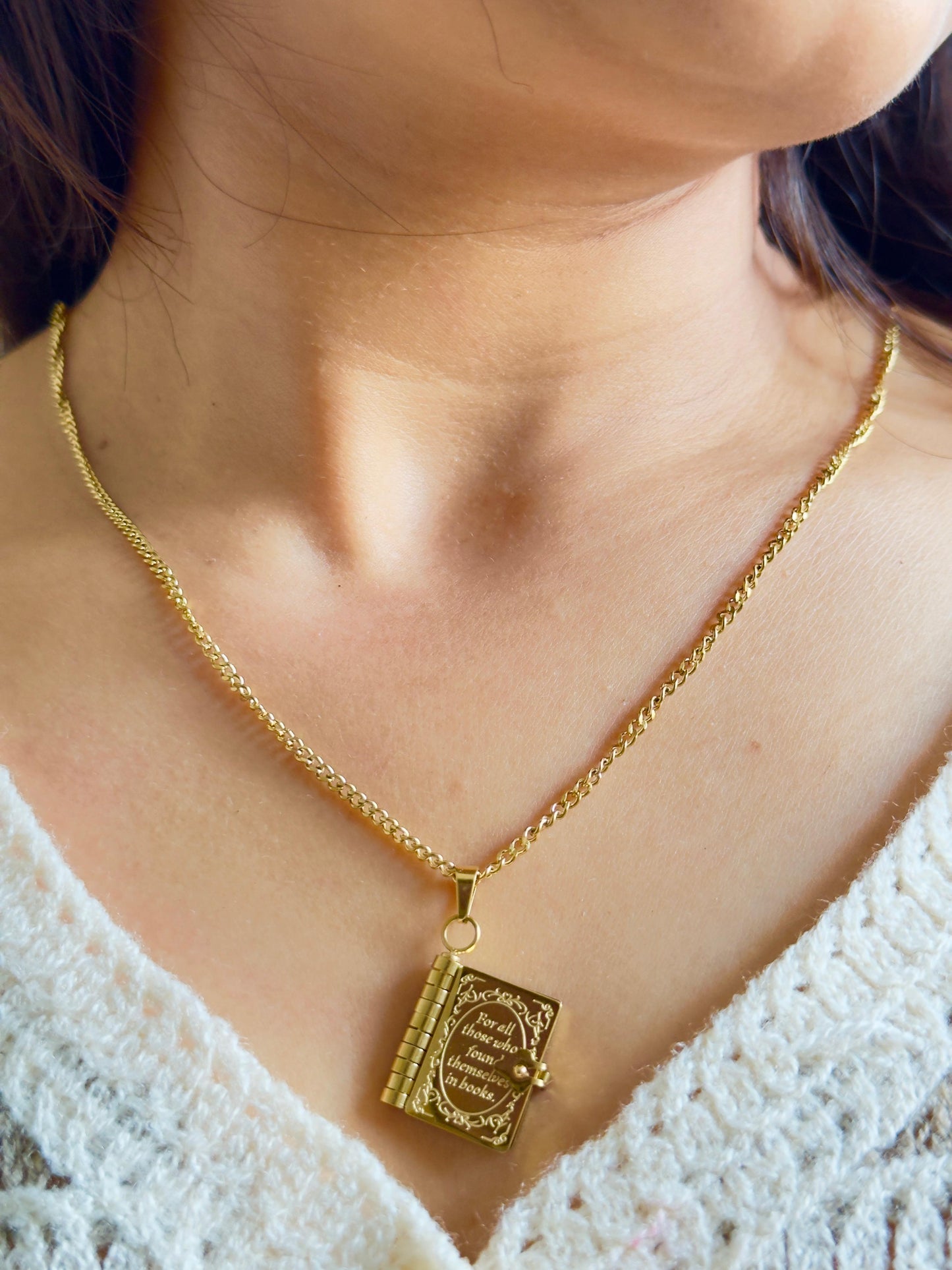 Book Necklace With 18K Gold-plating