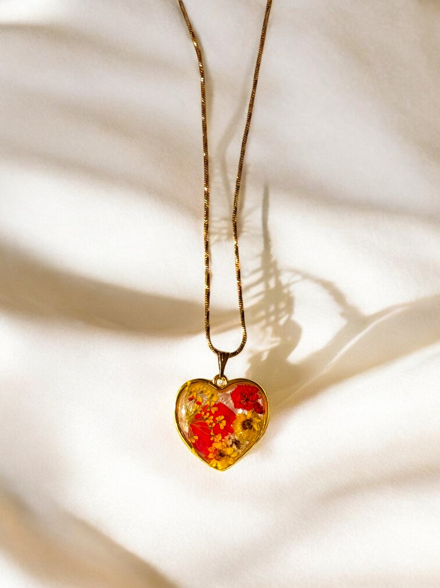 Heart-Shaped Resin Pendant Necklace