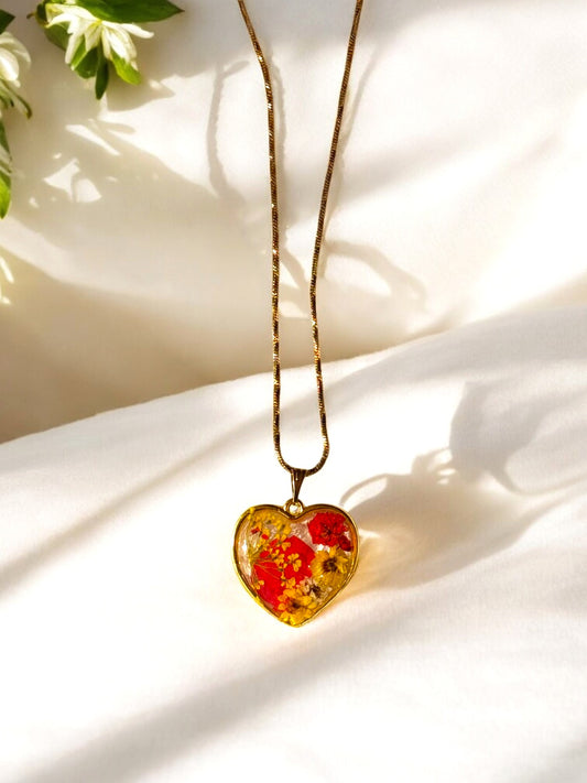 Heart-Shaped Resin Pendant Necklace