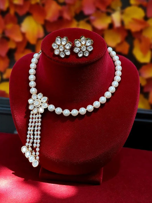 Diva Moissanite Pearl Necklace Set