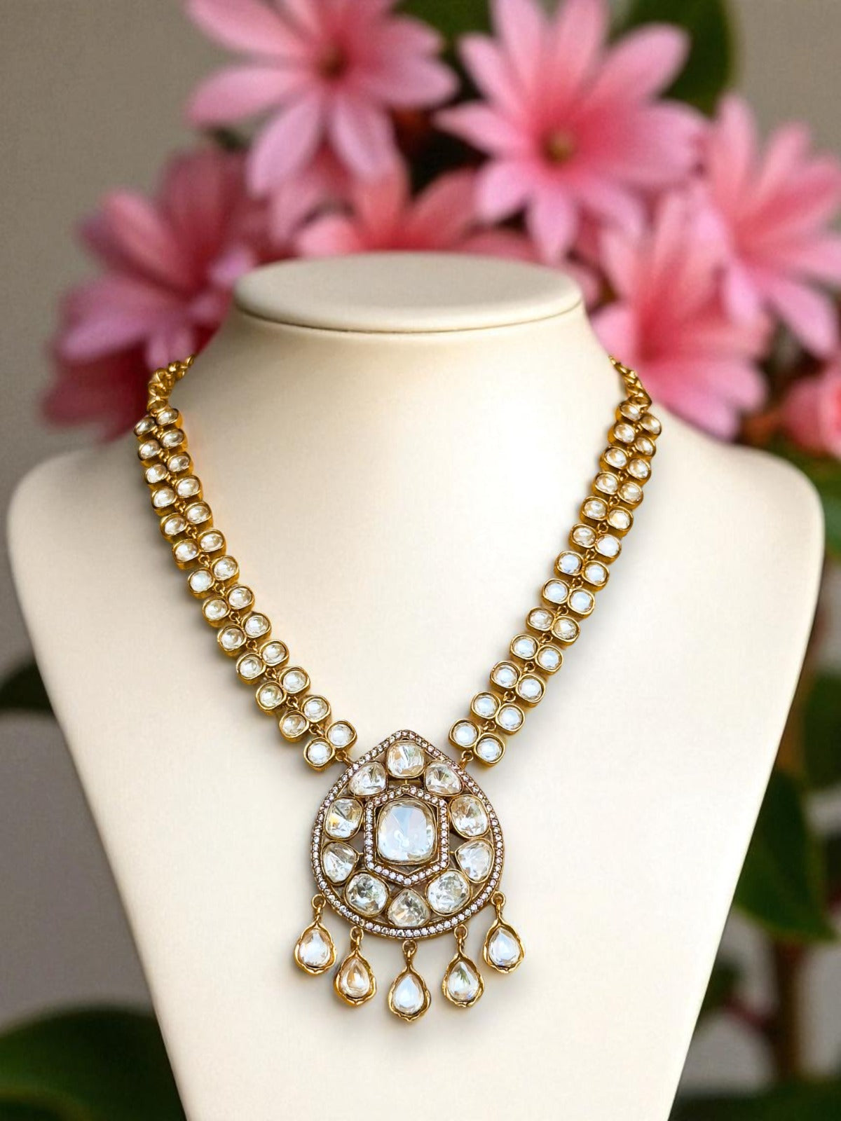 Laasya Kundan Polki Moissanite Necklace Set