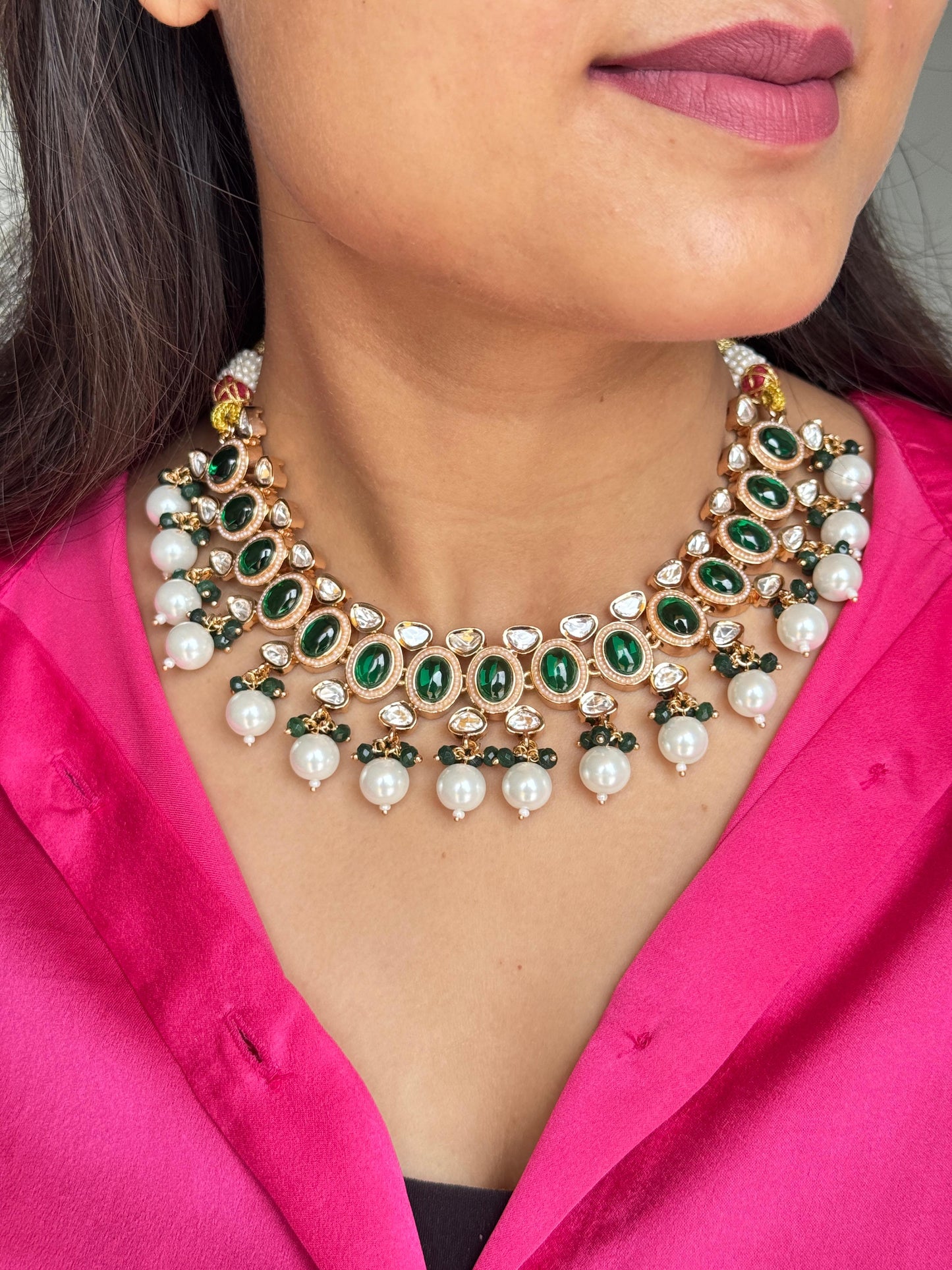 Veera Polki Emerald Necklaces