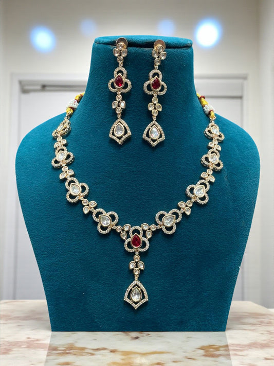 Noora Ruby Polki Necklace Set