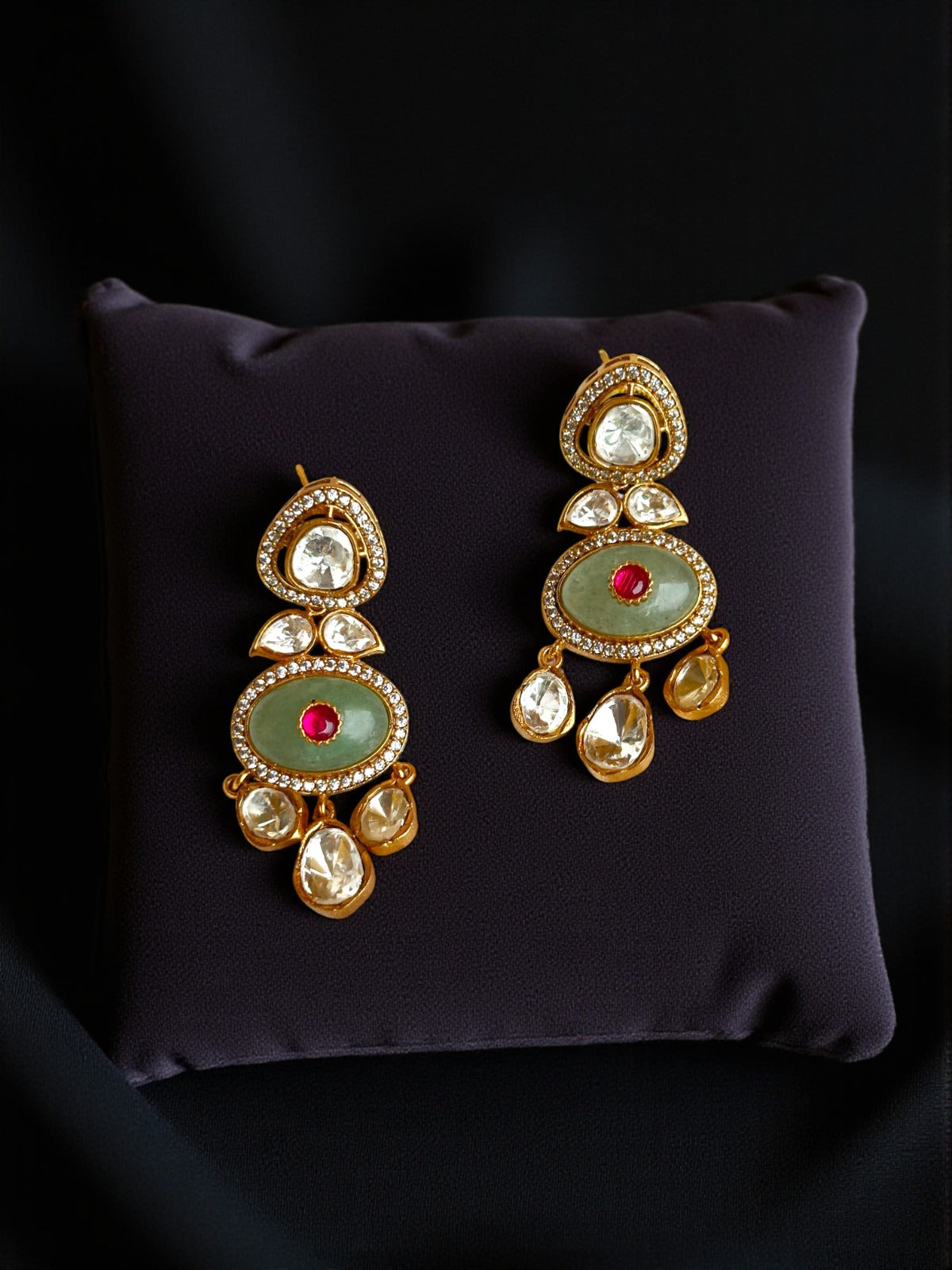 Sage & Ruby Fusion Moissanite Long Necklace Set