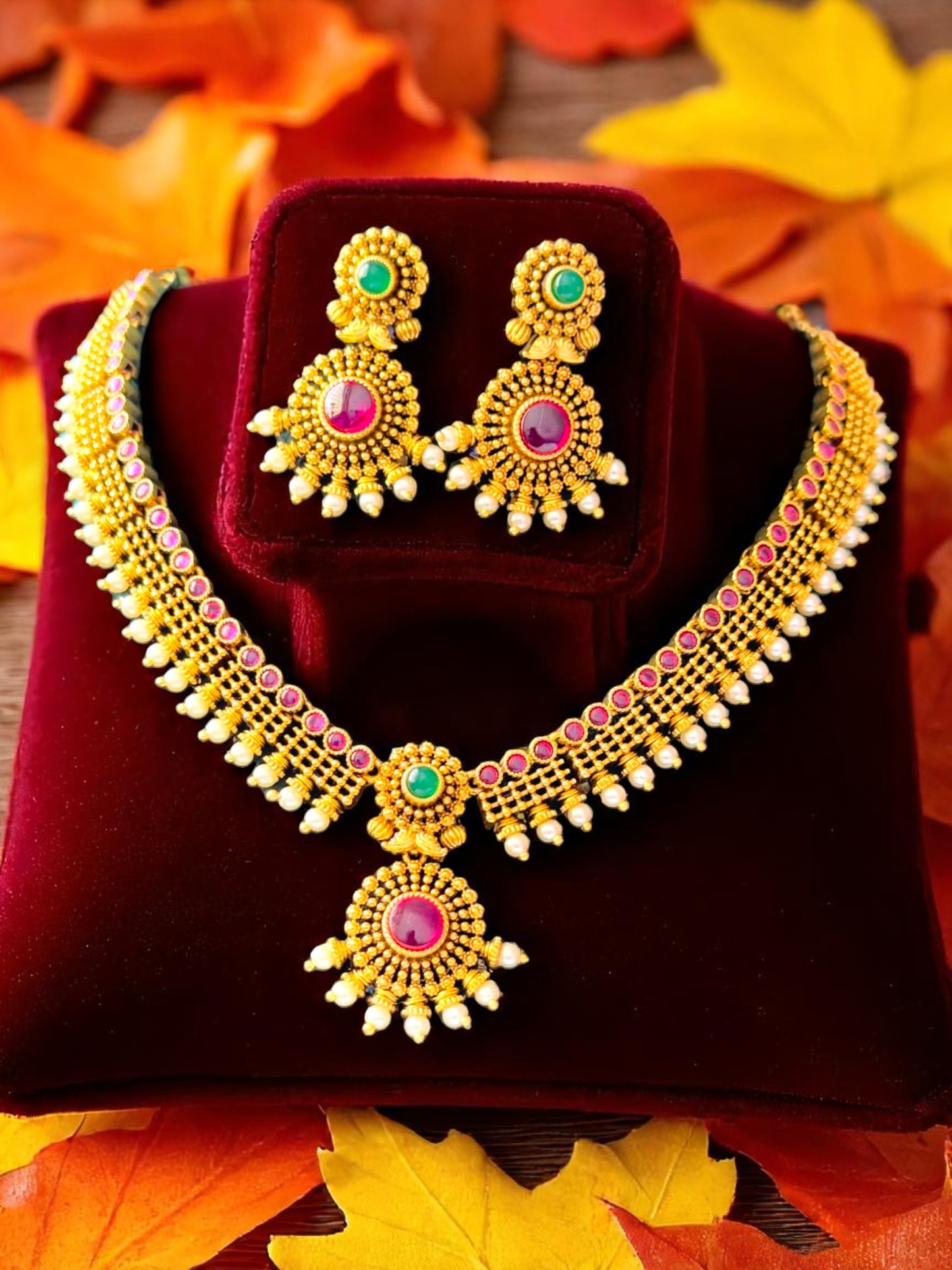 Swarna Antique Temple Necklace Set