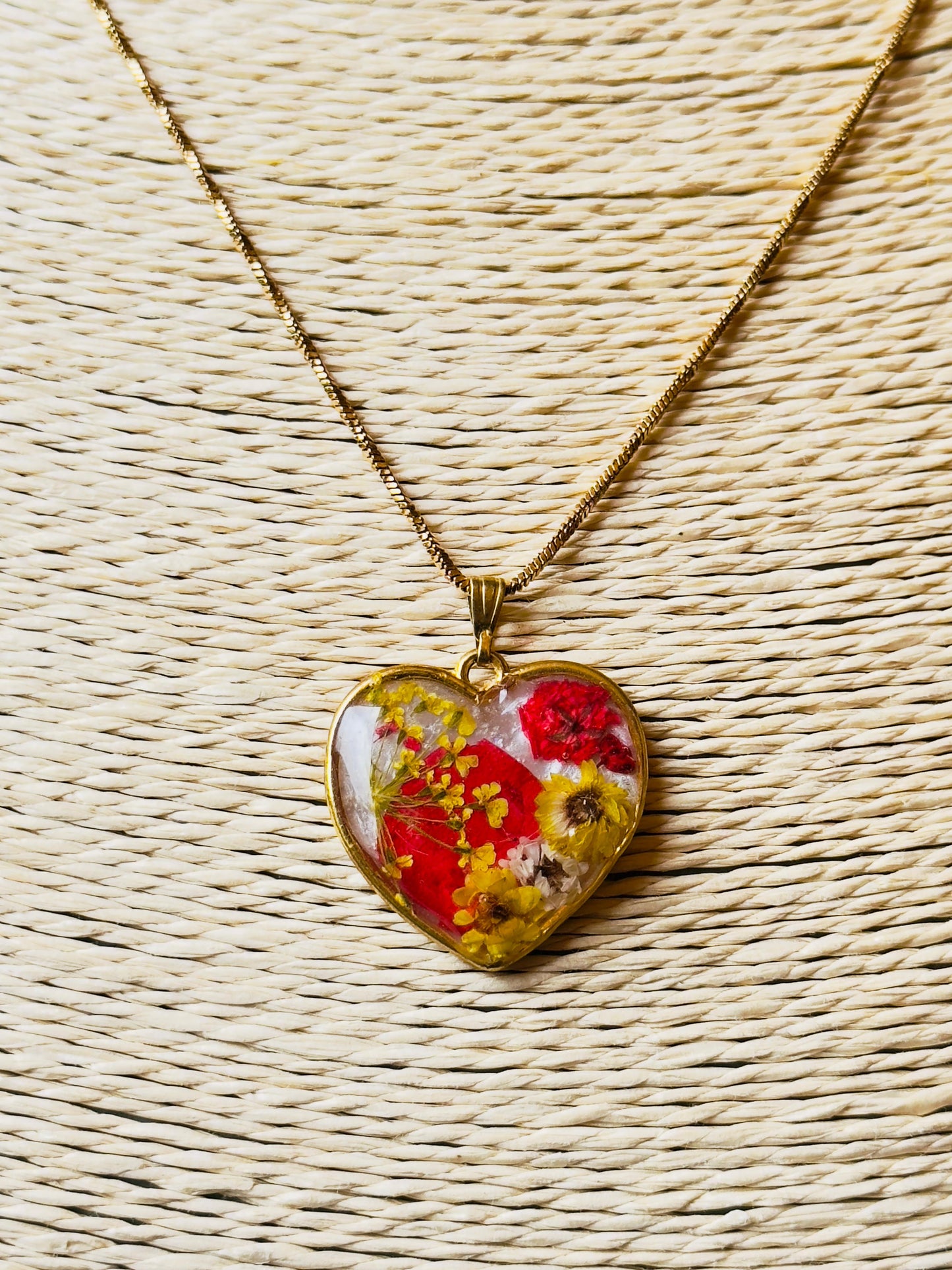 Heart-Shaped Resin Pendant Necklace