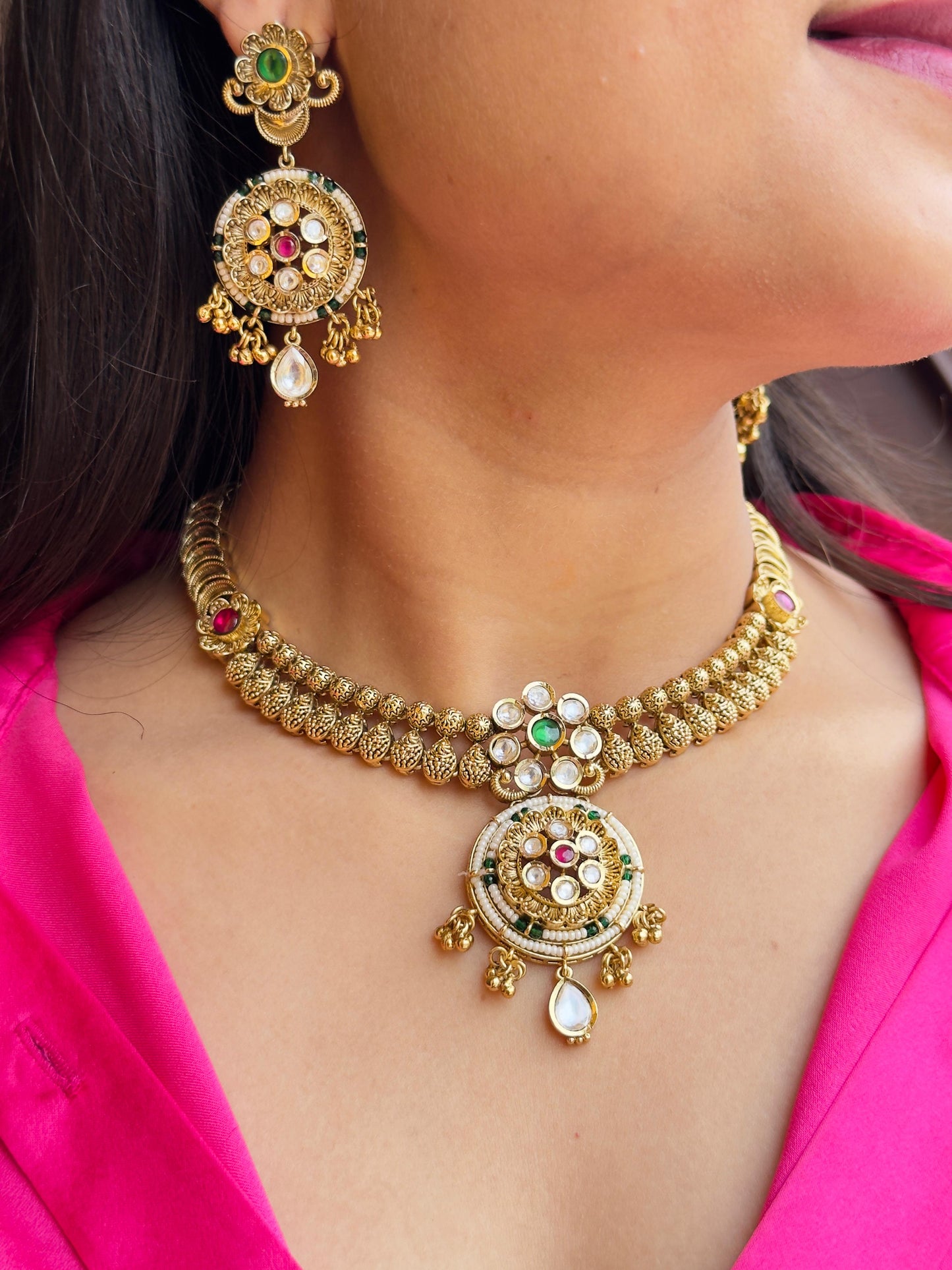 Paridhi Polki Antique Necklace Set