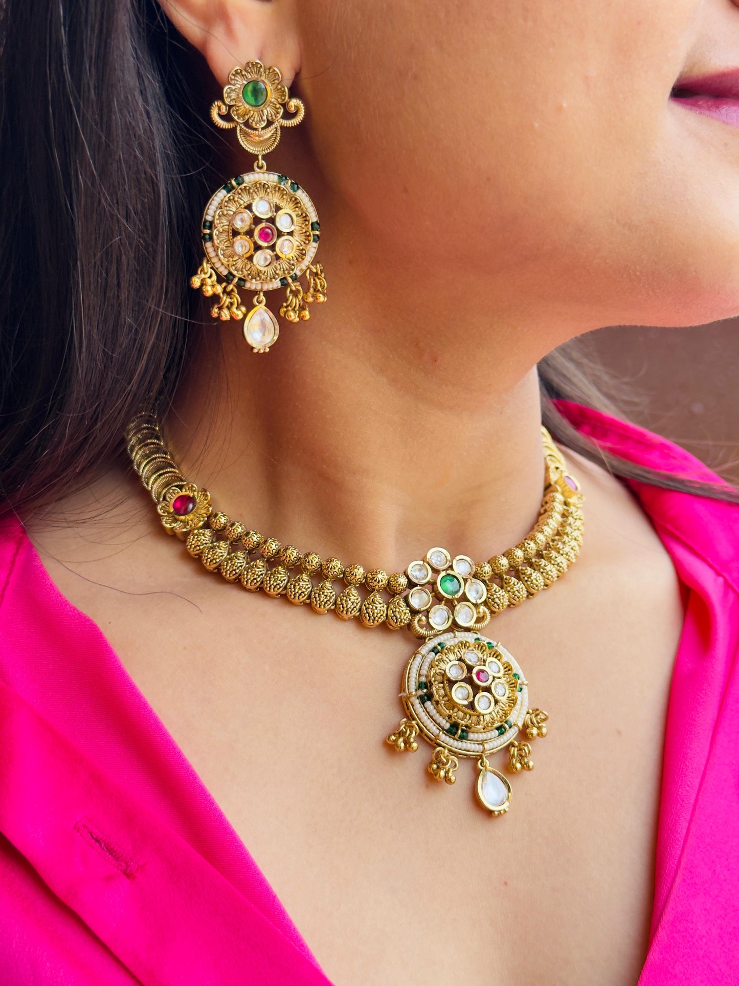 Paridhi Polki Antique Necklace Set