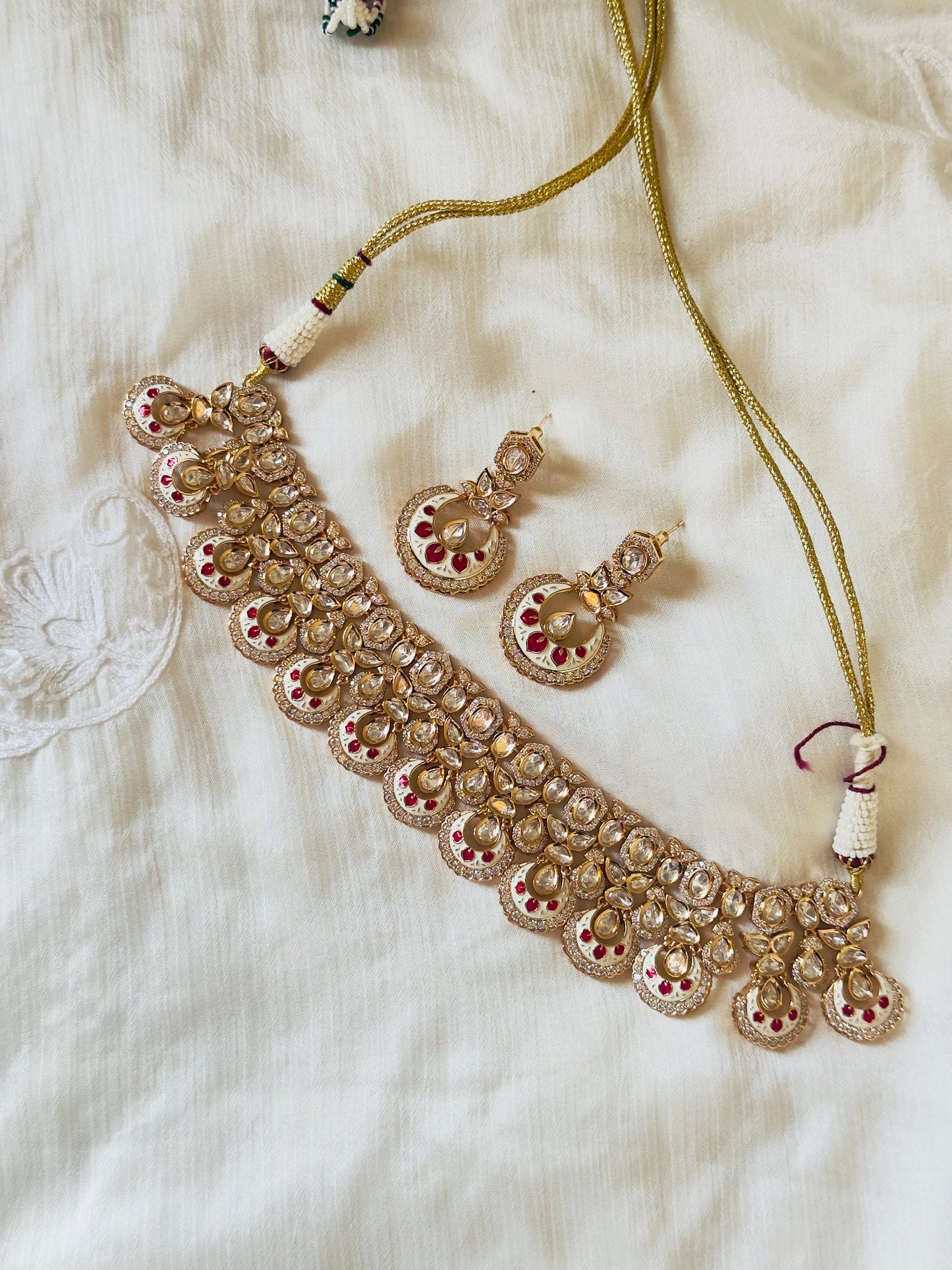 Akira Rajwadi Polki Meenakari CZ Necklace Set