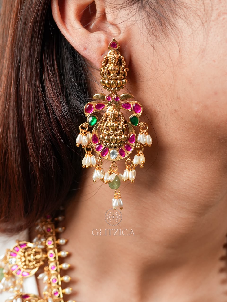 Long Jadau Kundan Haram Necklace Set