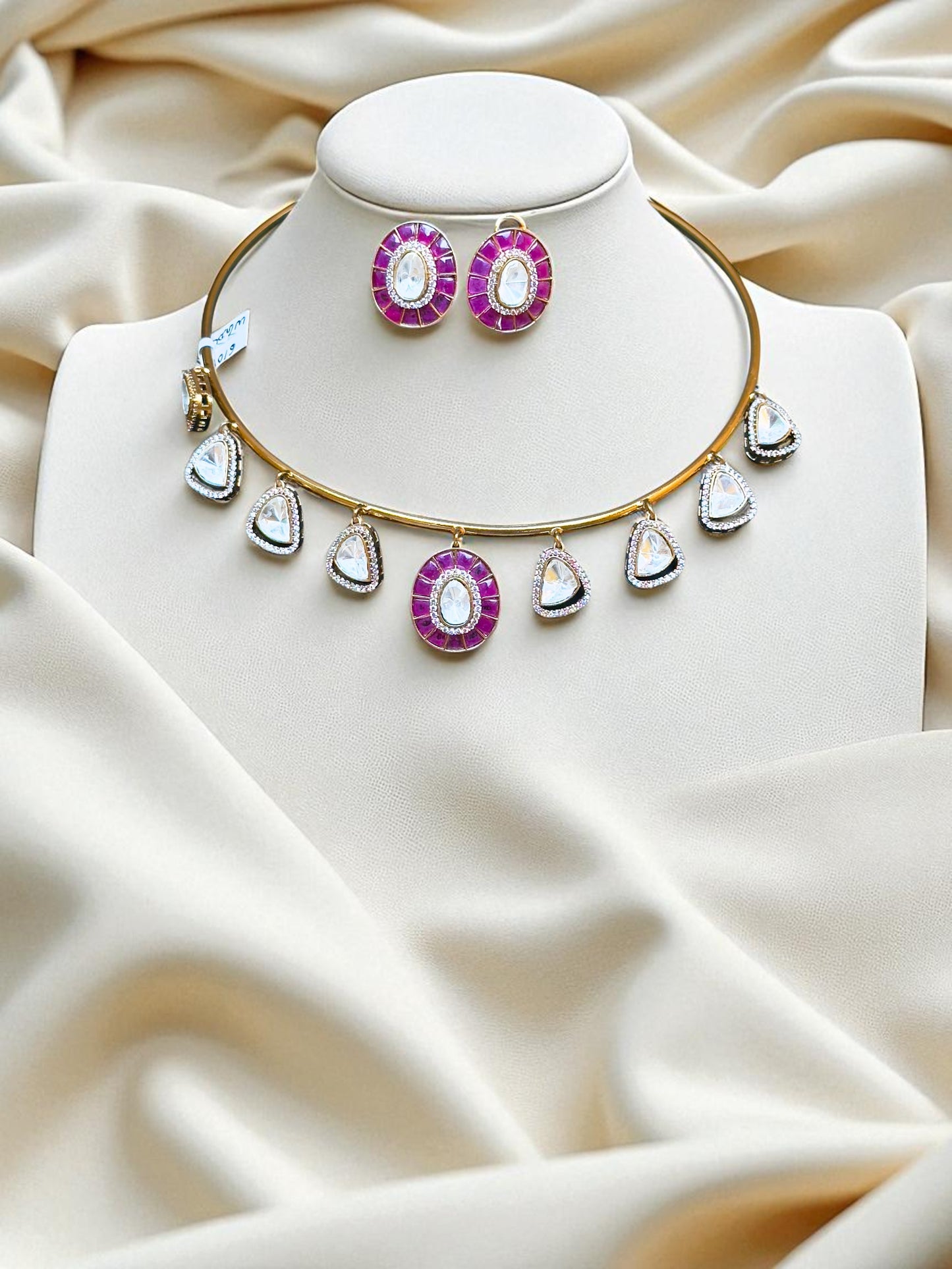 Ira Ruby Moissanite Hasli Necklace Set