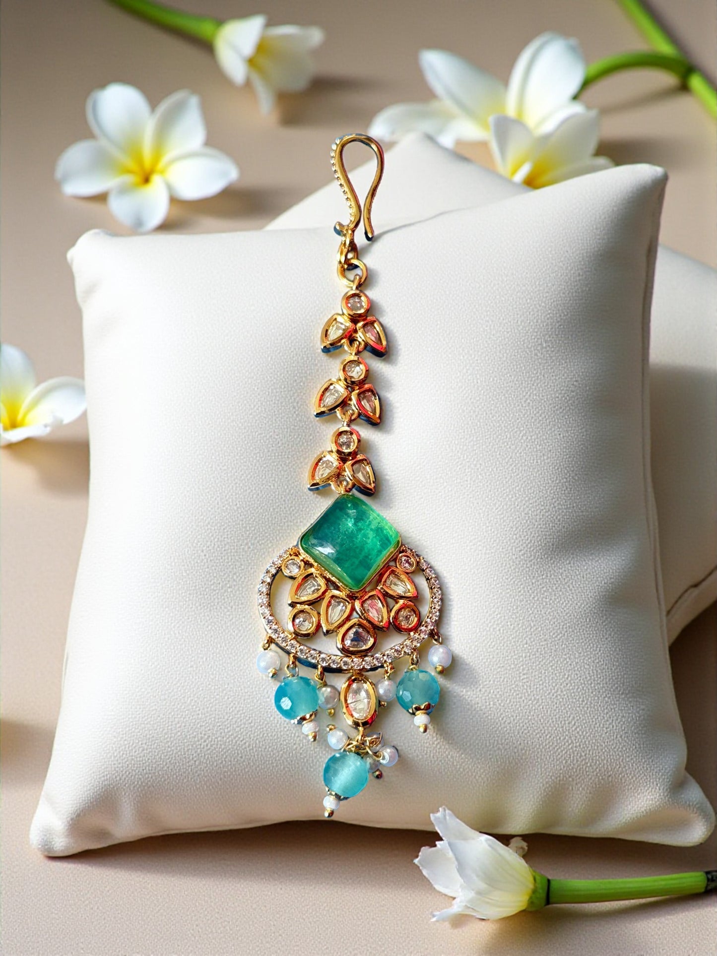 Vidya Pachi Kundan CZ choker set