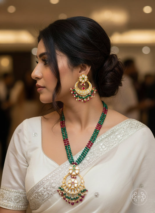 Samaira Pachi Kundan Jadau Necklace Set