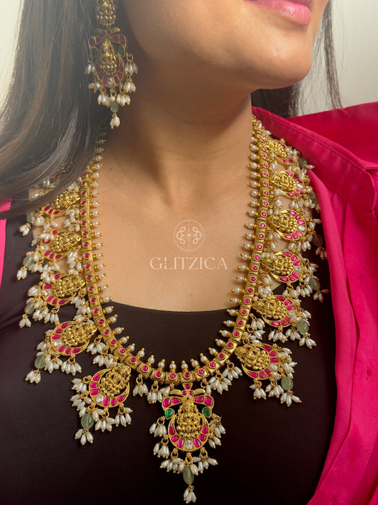 Long Jadau Fusion Antique Necklace Set