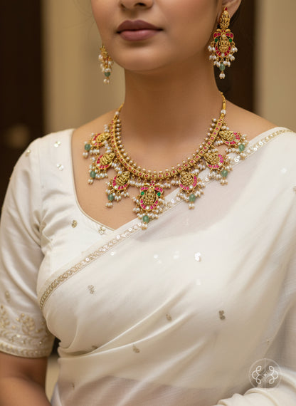 Jadau Fusion Antique Necklace Set