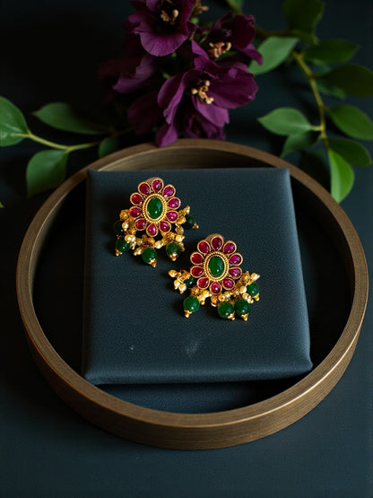 Rivas Antique Ruby & Green Beaded Necklace Set