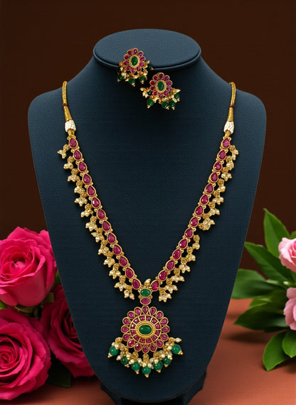 Rivas Antique Ruby & Green Beaded Necklace Set
