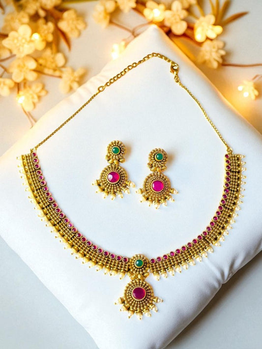 Swarna Antique Temple Necklace Set