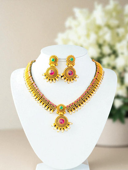 Swarna Antique Temple Necklace Set