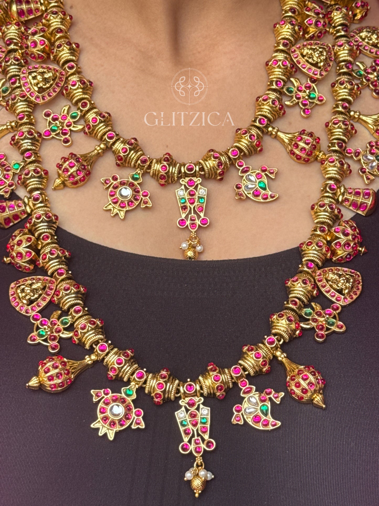 Double Layer Devasree Jadau Antique Necklace Set