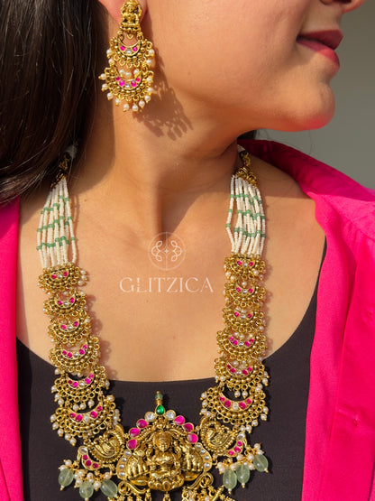 Shiromani Long Jadau Antique Necklace Set